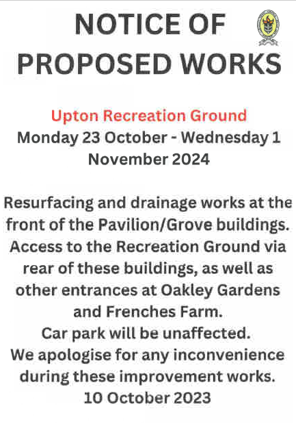 Notice of works at Recreation Ground