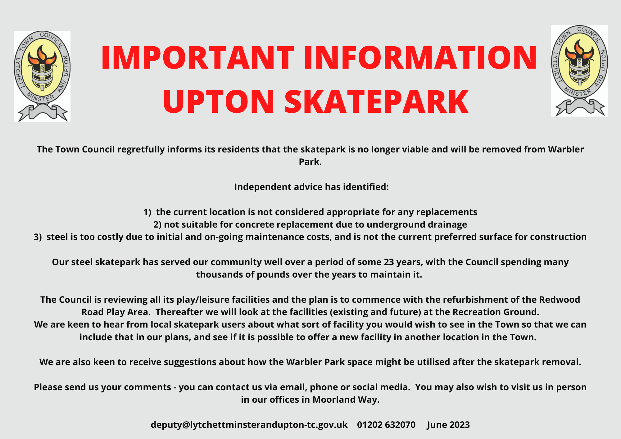 Removal of Skatepark
