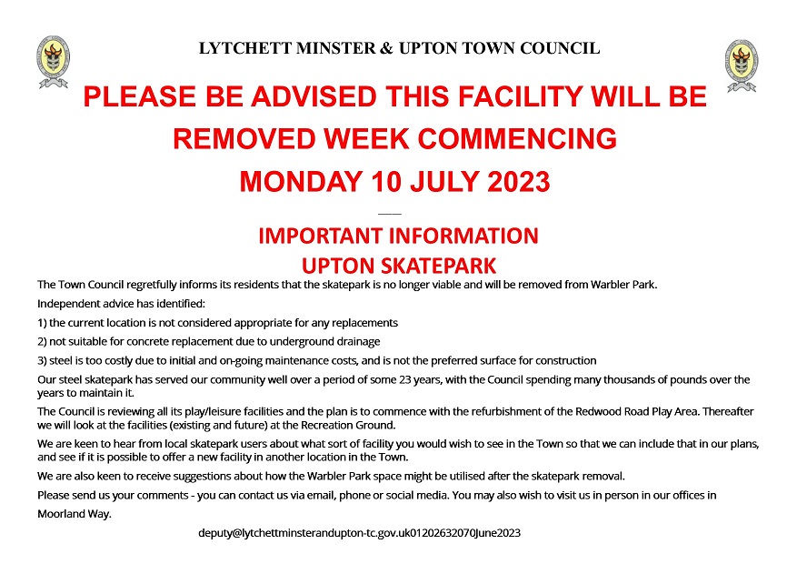 Removal of skatepark