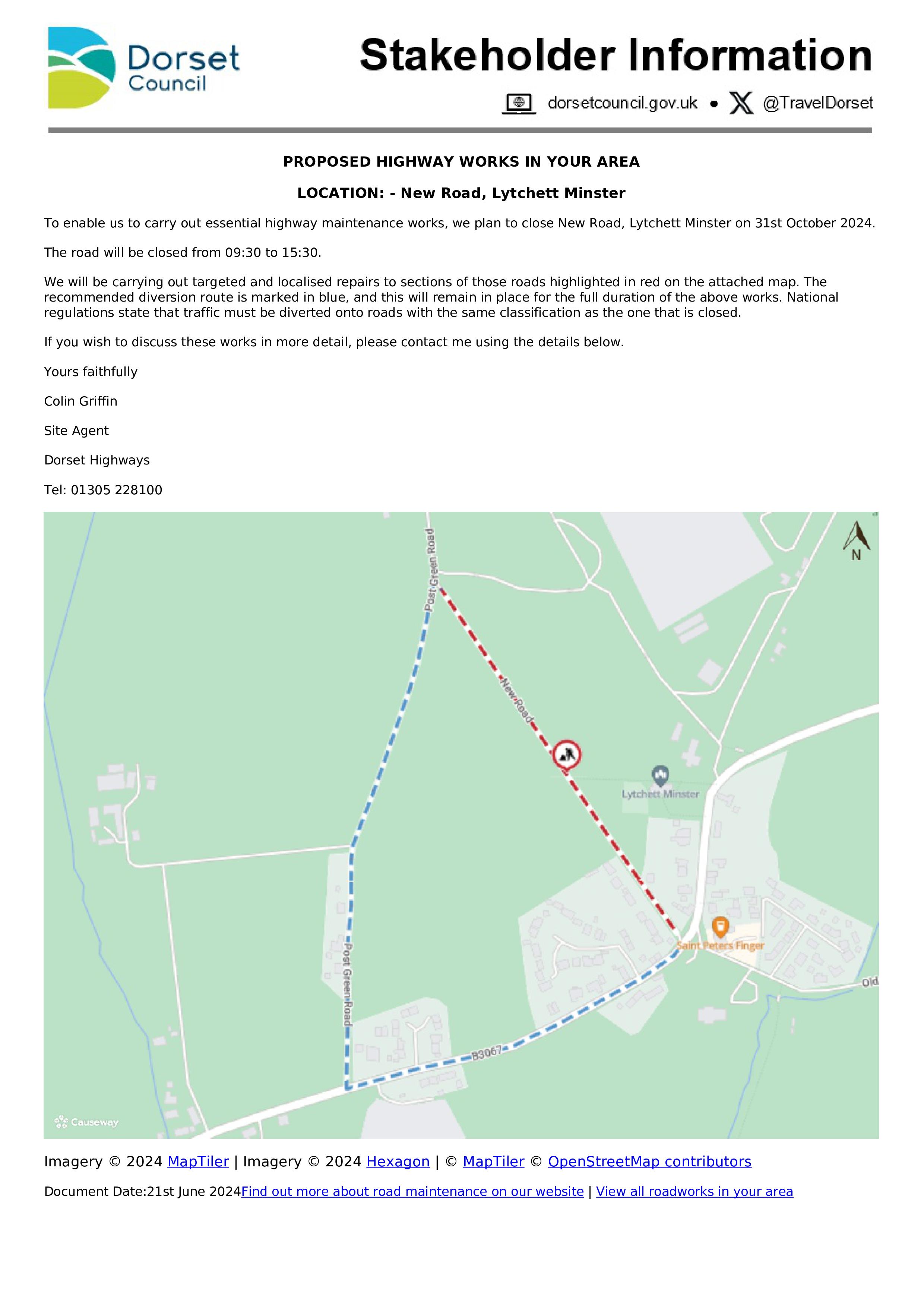 Dorset Council Works New Road