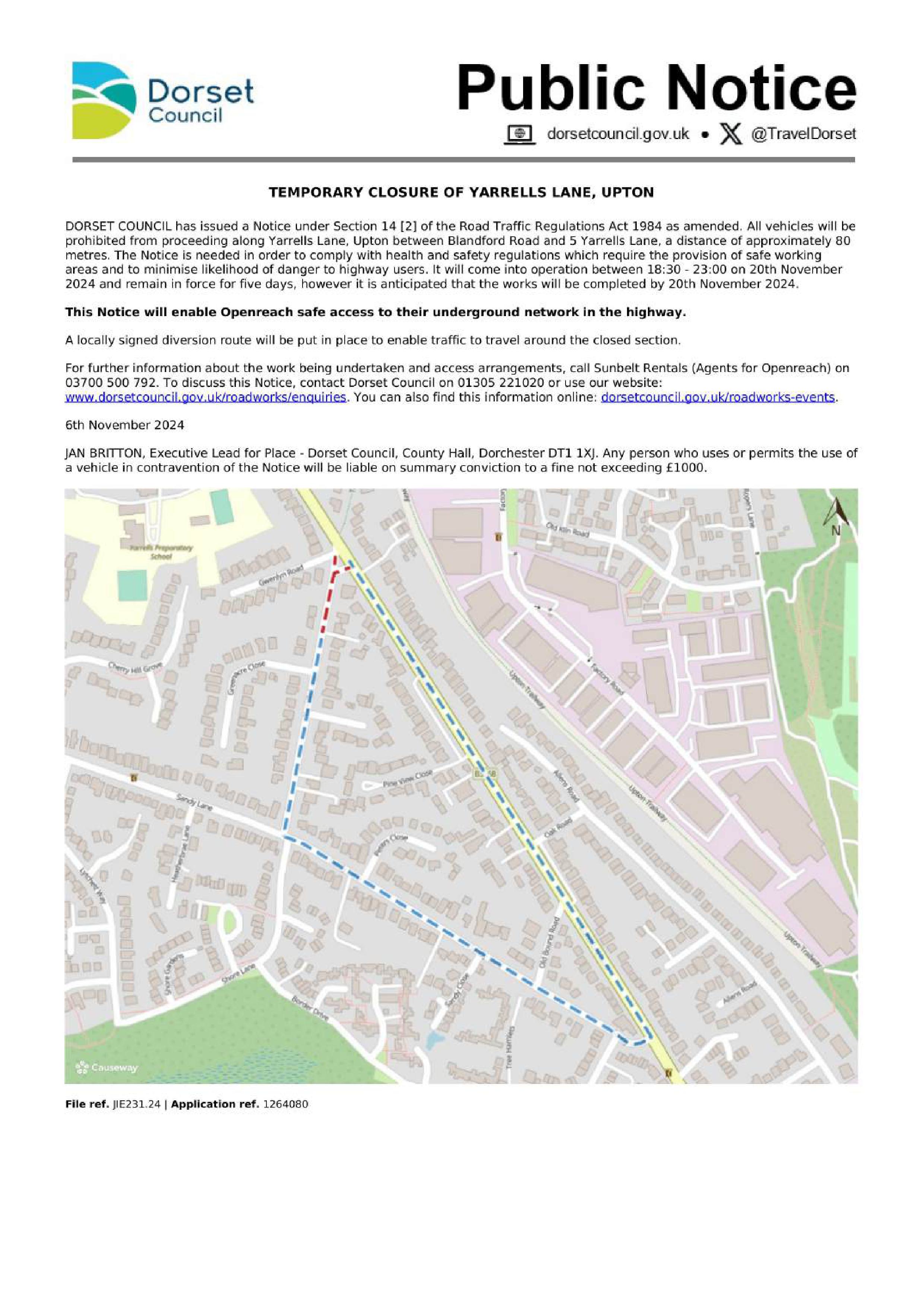 DC closure Yarrells Lane