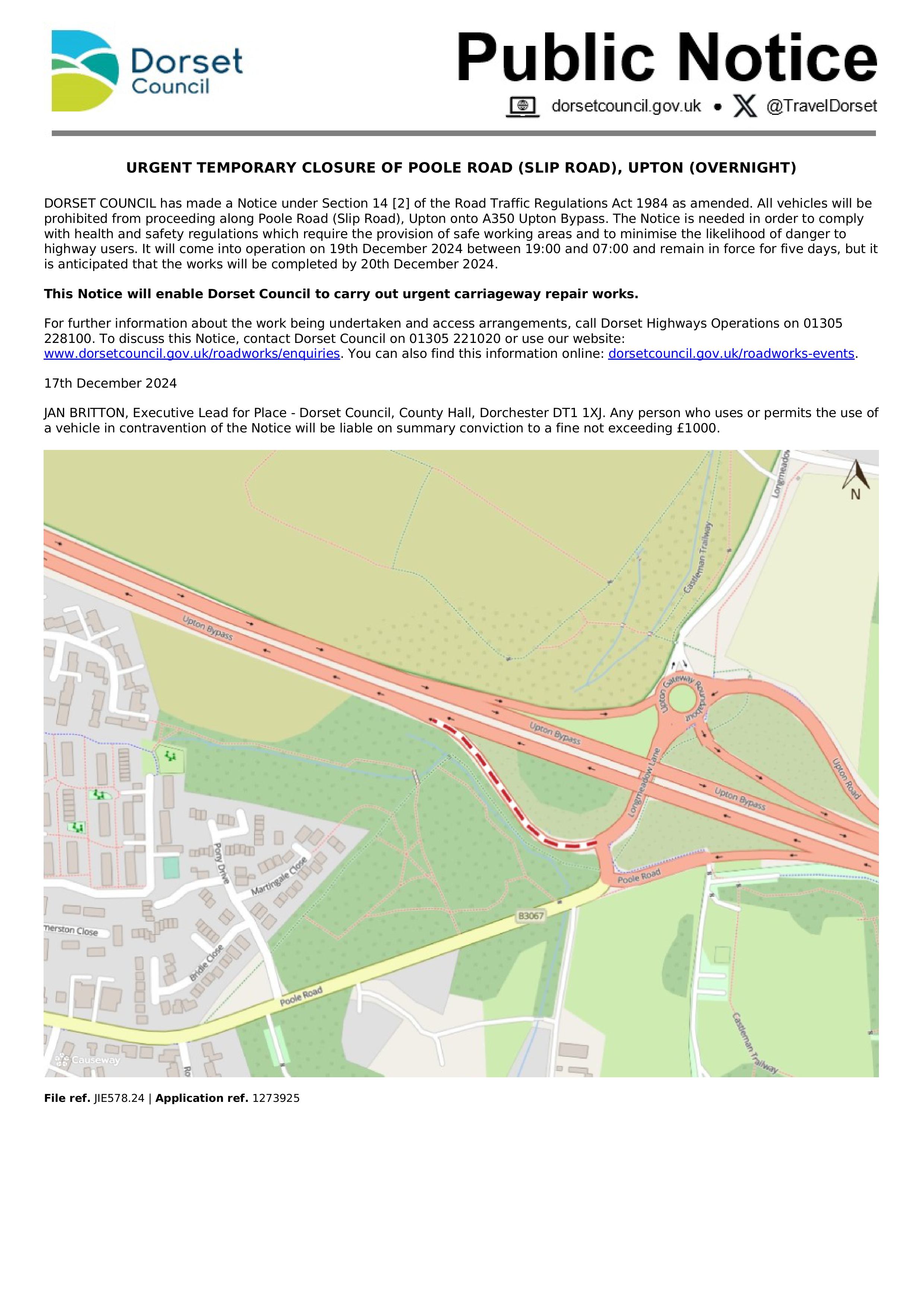 Dorset Council Road information 