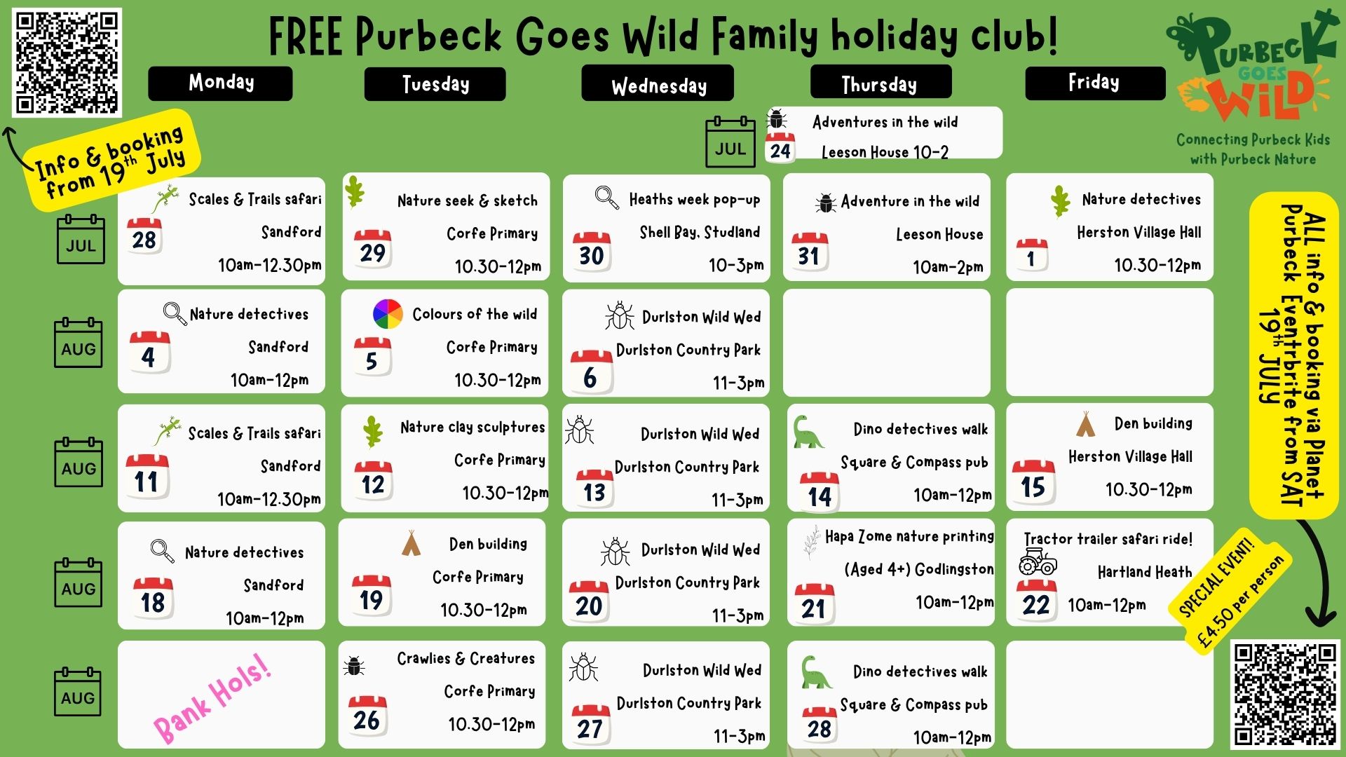 FREE Purbeck Goes Wild Family Holiday Club!