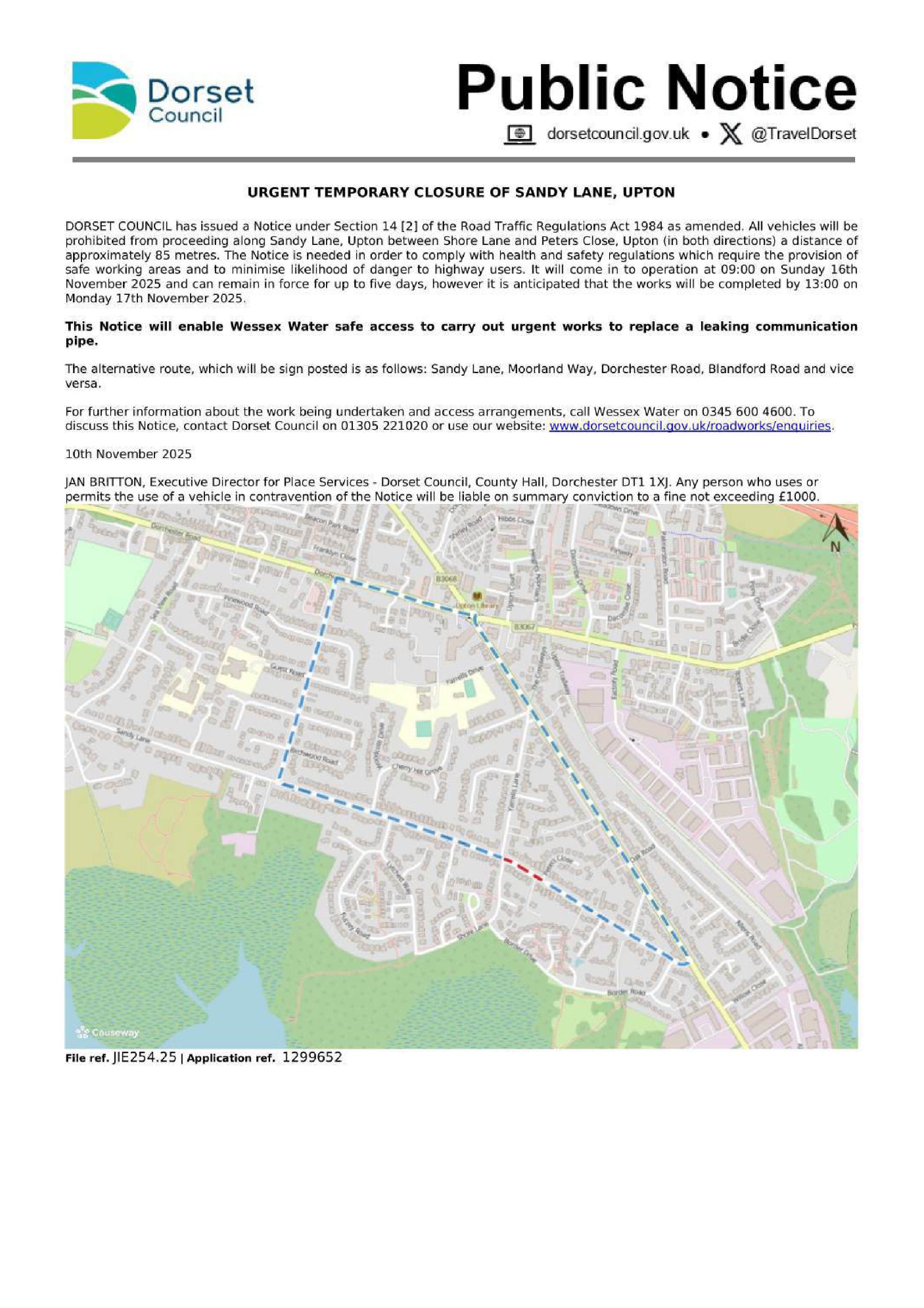Sandy Lane temporary closure