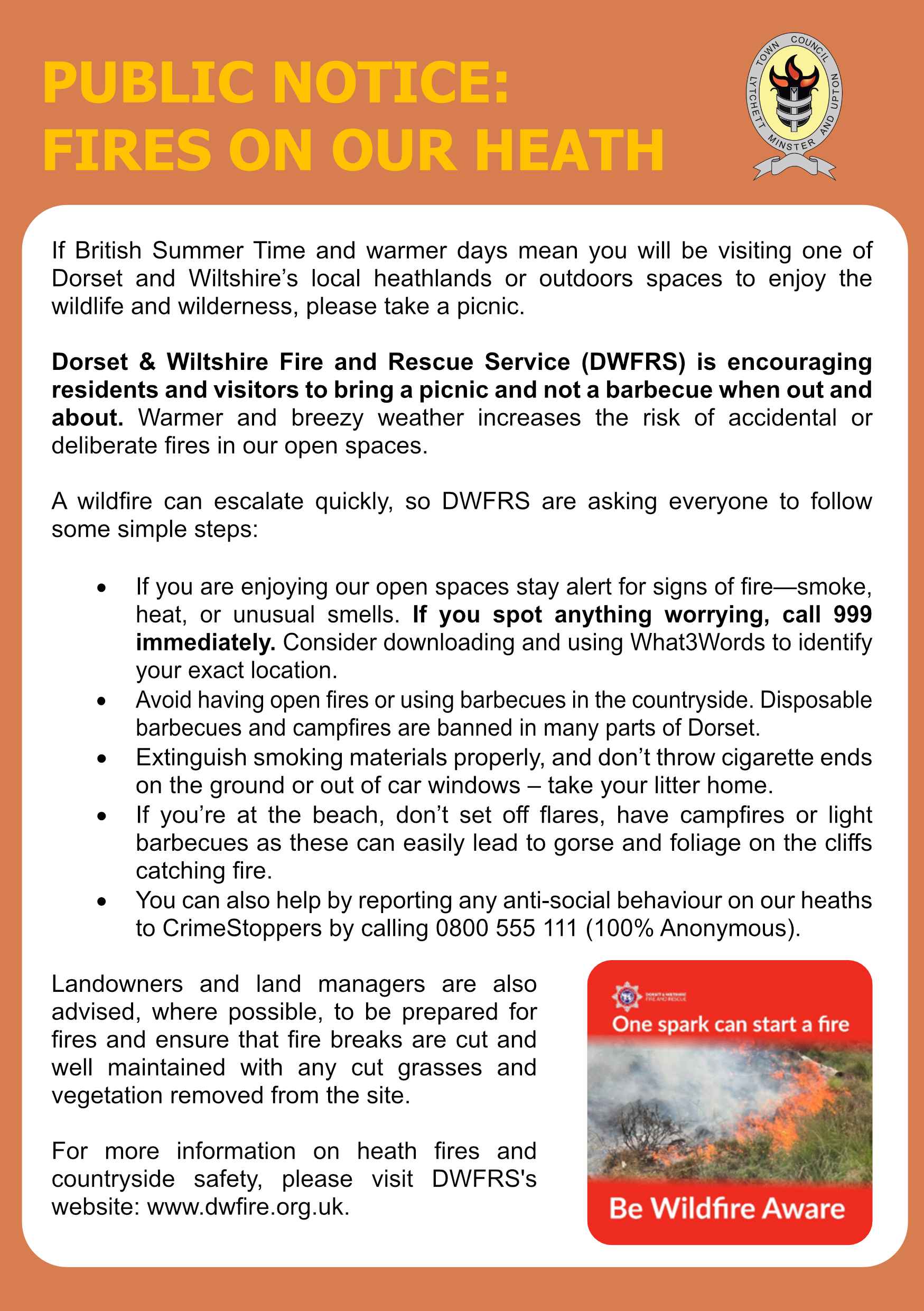 Help prevent heath fires