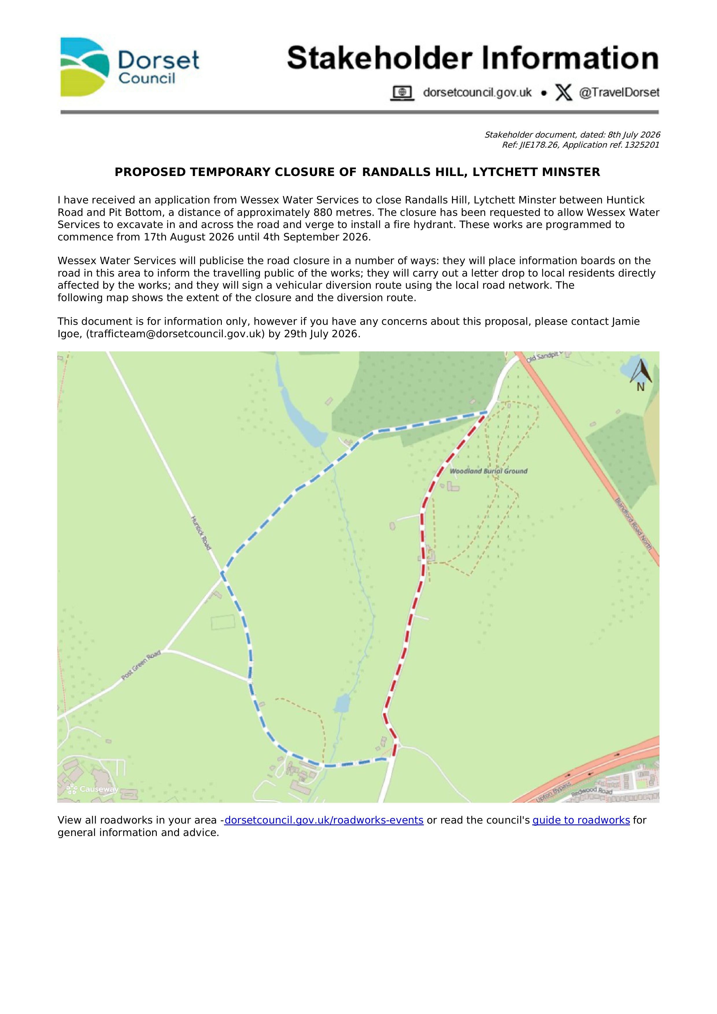 Proposed Temporary Closure - Randalls Hill